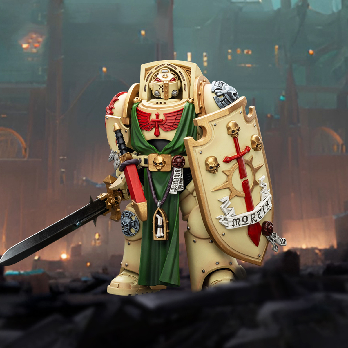 JOYTOY Warhammer 40,000 1/18 Action Figure Dark Angels Deathwing Knight 3 with Power Sword and Storm Shield Collection Models Birthday Gifts 15Age+ Pre-Order