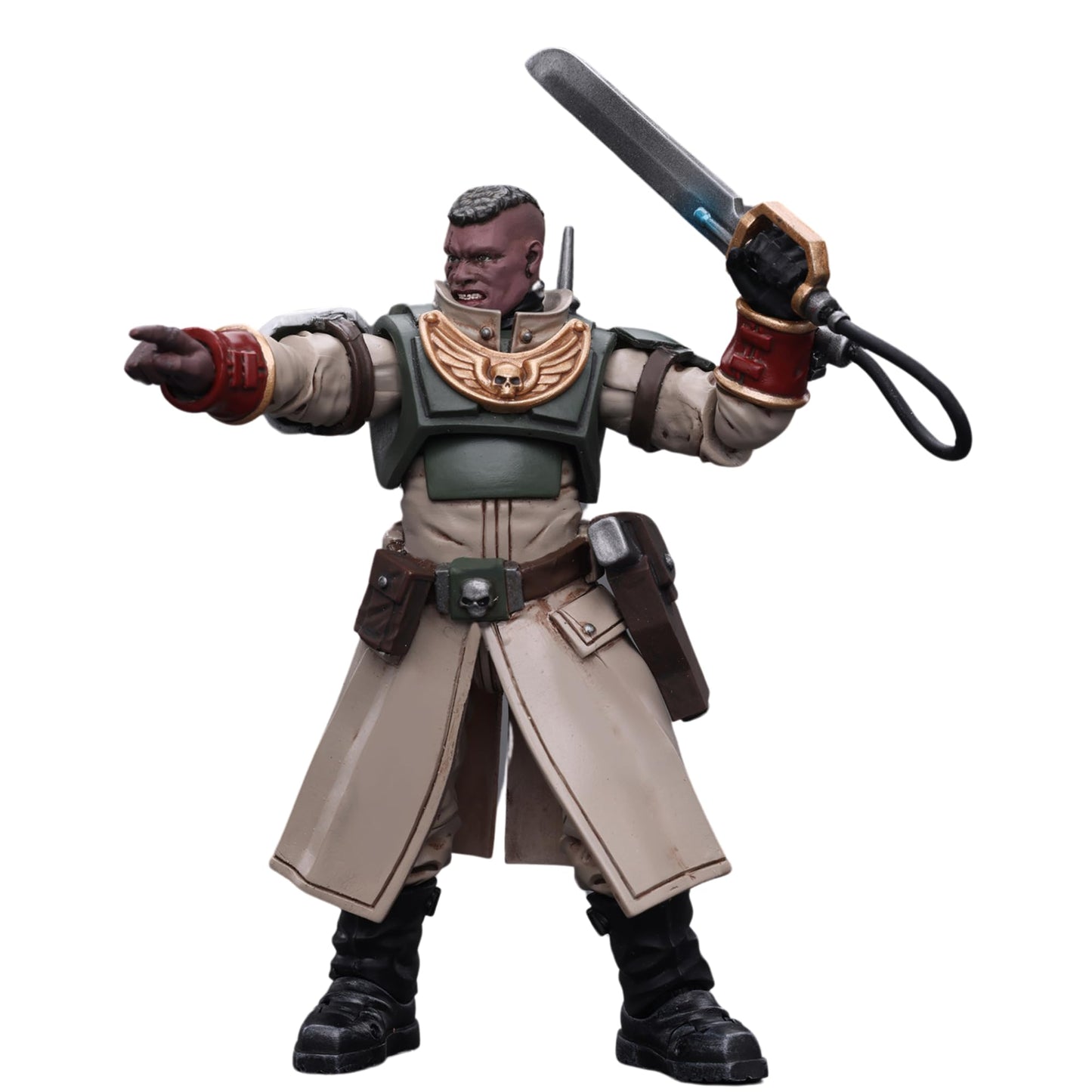 JOYTOY 1/18 Warhammer 40,000 Action Figure Astra Militarum Cadian Command Squad Commander with Power Sword Anime Collection Model Gift