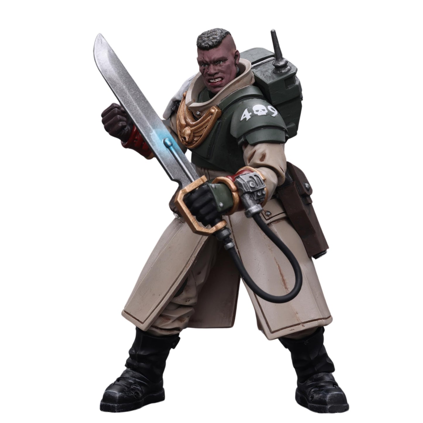 JOYTOY 1/18 Warhammer 40,000 Action Figure Astra Militarum Cadian Command Squad Commander with Power Sword Anime Collection Model Gift