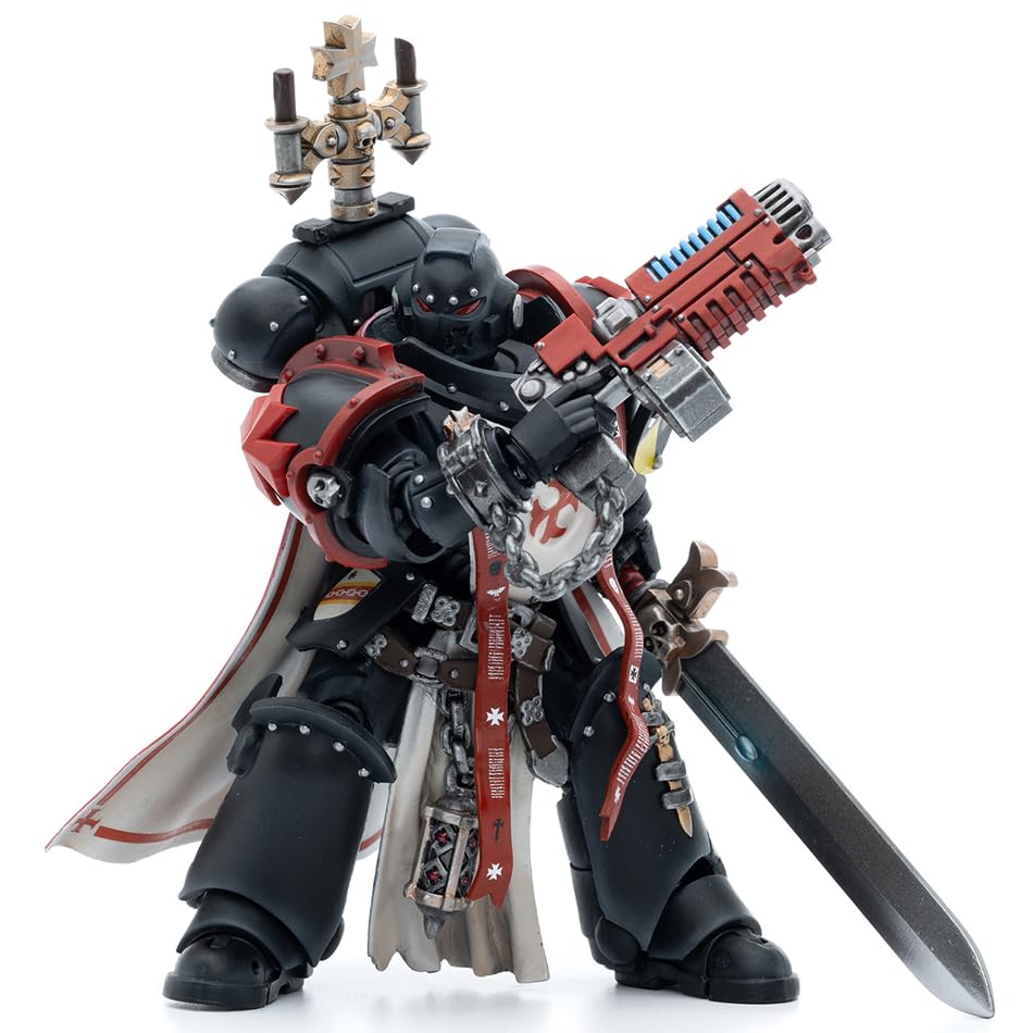 JOYTOY 1/18 Warhammer 40,000 Action Figure Black Templars Sword Brethren Brother Lombast Collection Models Birthday Gifts (4.7Inch)