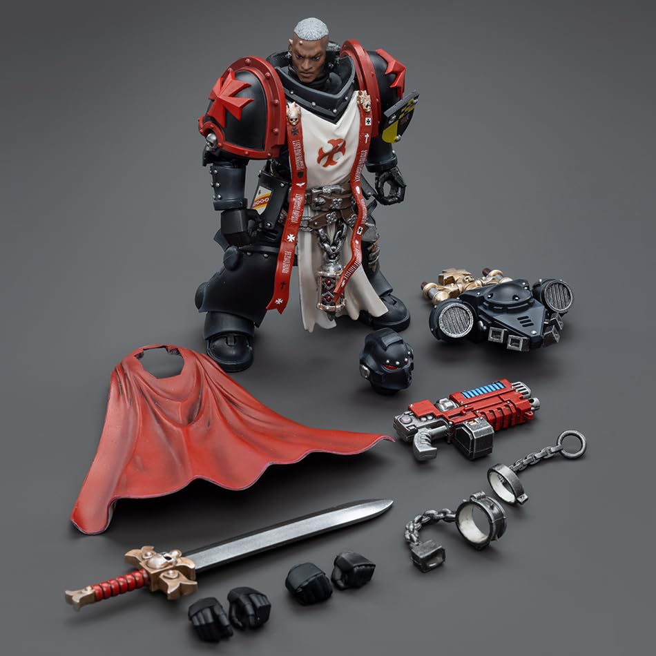 JOYTOY 1/18 Warhammer 40,000 Action Figure Black Templars Sword Brethren Brother Lombast Collection Models Birthday Gifts (4.7Inch)