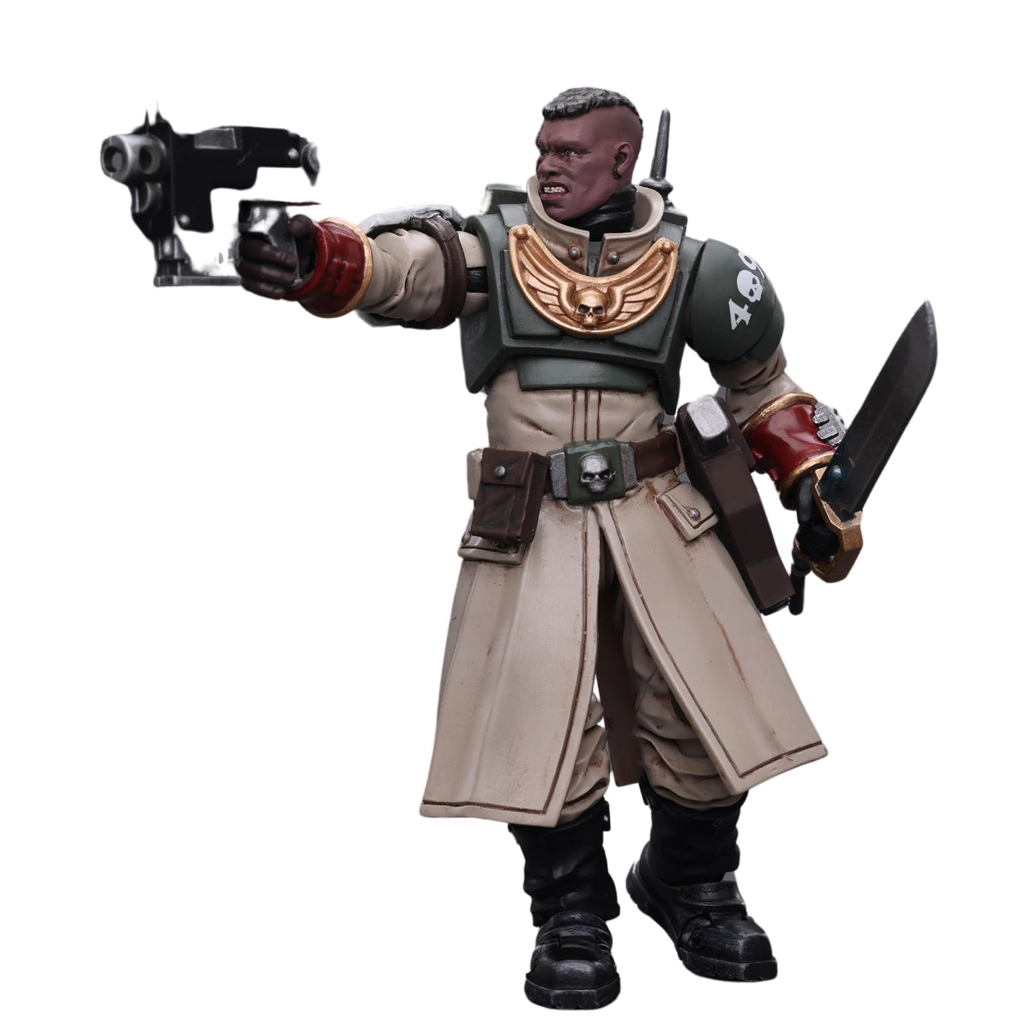 JOYTOY 1/18 Warhammer 40,000 Action Figure Astra Militarum Cadian Command Squad Commander with Power Sword Anime Collection Model Gift