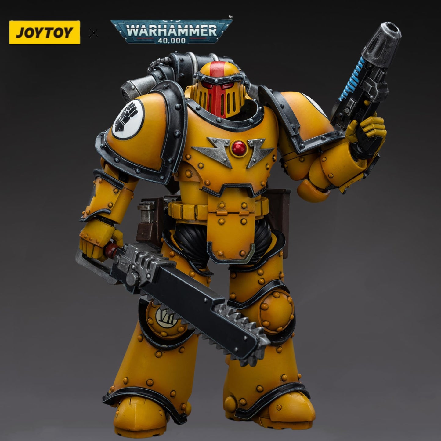 JOYTOY Warhammer 40,000 1/18 Action Figure Imperial Fists Legion MkIII Despoiler Squad Sergeant with Plasma Pistol Collection Model Christmas Birthday Gifts