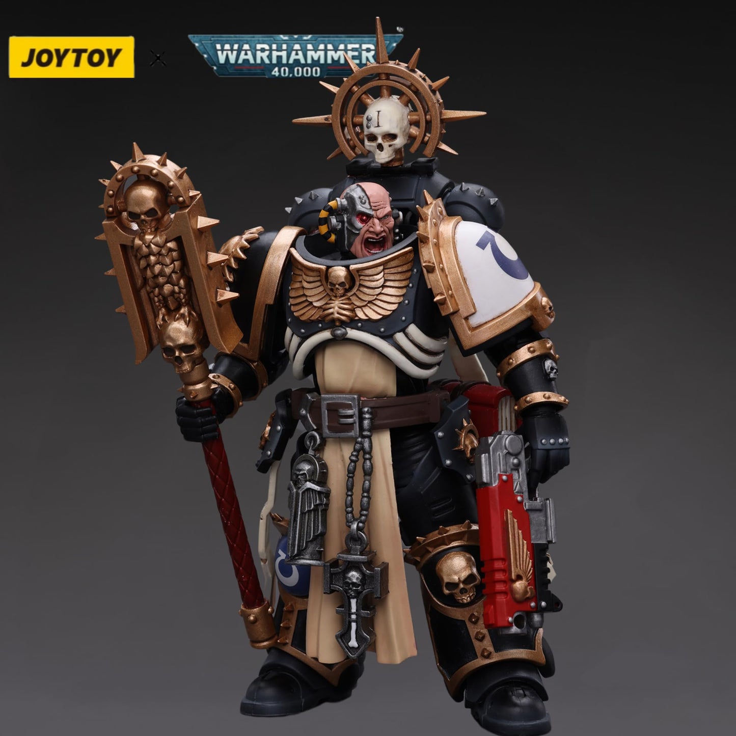 JOYTOY Warhammer 40K 1/18 Action Figure Ultramarines Chaplain Indomitus Collection Anime Model Gift