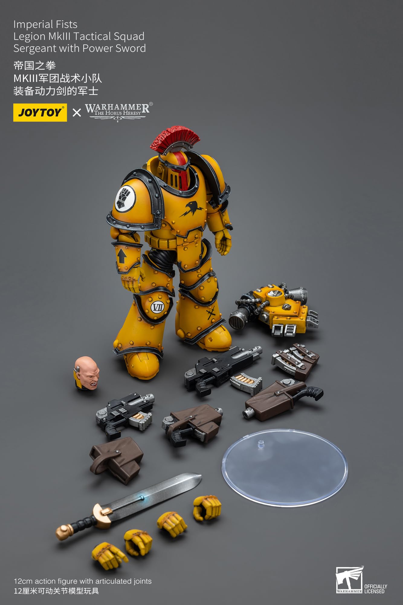 JOYTOY Warhammer 40,000 1/18 Action Figure Imperial Fists Legion MkIII Tactical Squad Sergeant with Power Sword Collection Model Christmas Birthday Gifts