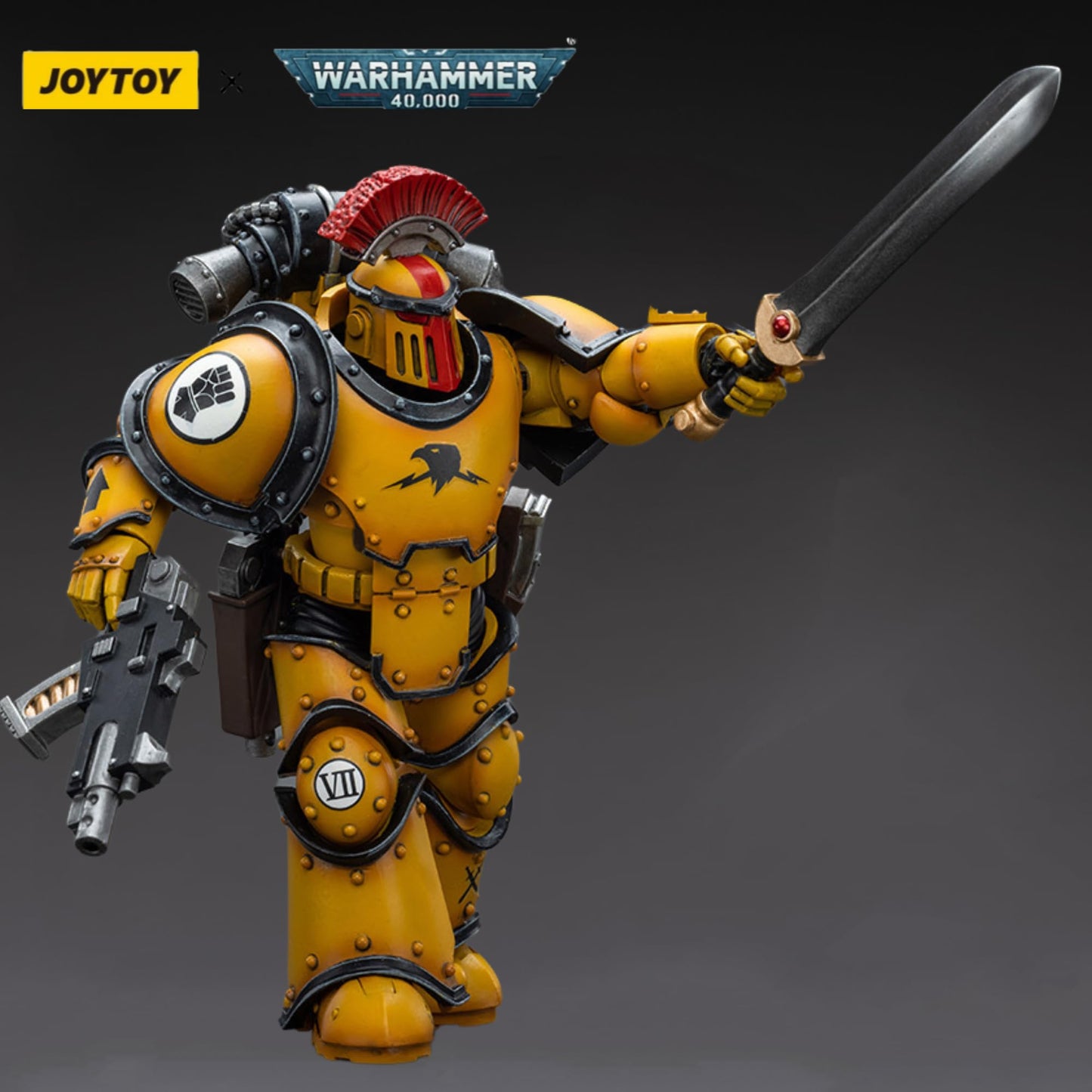 JOYTOY Warhammer 40,000 1/18 Action Figure Imperial Fists Legion MkIII Tactical Squad Sergeant with Power Sword Collection Model Christmas Birthday Gifts