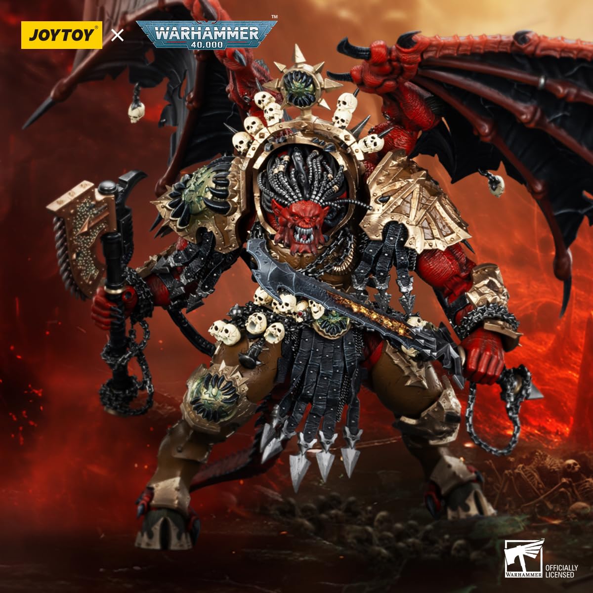 JOYTOY Warhammer 40,000 1:18 Action Figure World Eaters Angron, Daemon Primarch of Khorne Collection Model Birthday Gifts 15 Inches JT01178