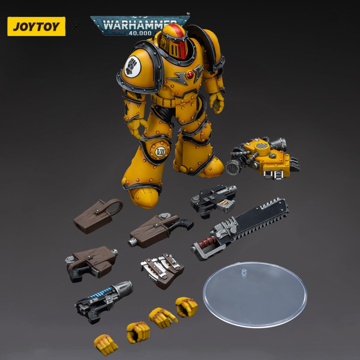 JOYTOY Warhammer 40,000 1/18 Action Figure Imperial Fists Legion MkIII Despoiler Squad Sergeant with Plasma Pistol Collection Model Christmas Birthday Gifts