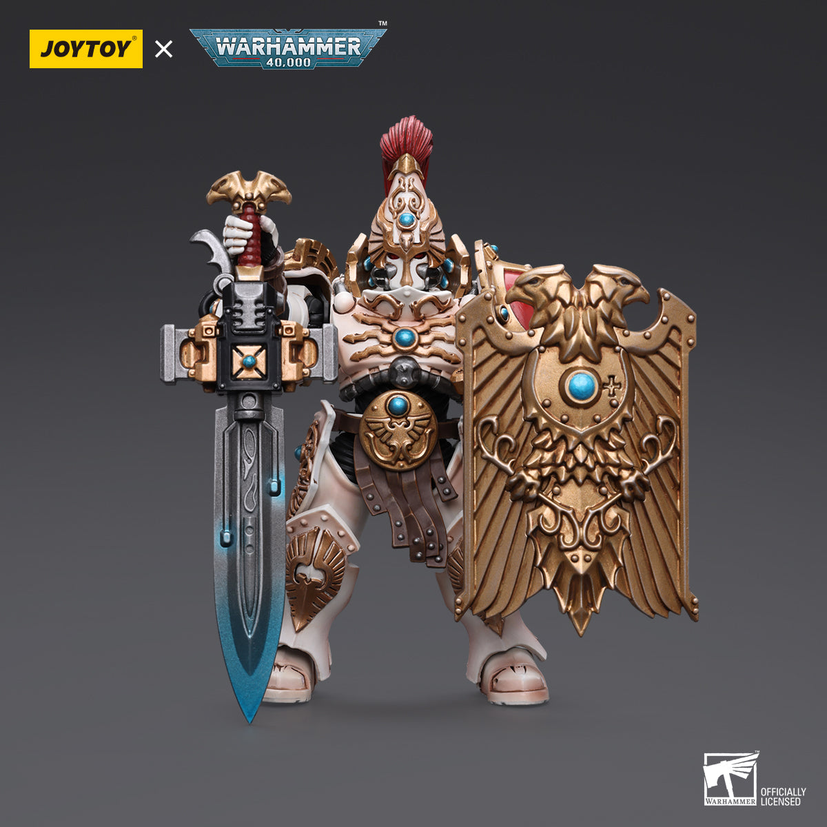 JOYTOY Action Figure 1/18 Adeptus Custodes Solar Watch Custodian Guard with Sentinel Blade and Praesidium Shield Model Birthday Gifts