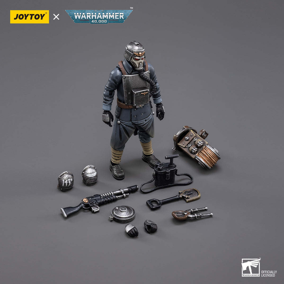JOYTOY Action Figure 1/18 Astra Militarum Death Korps of Krieg Veteran Squad Demolitions Specialist Model Birthday Gifts