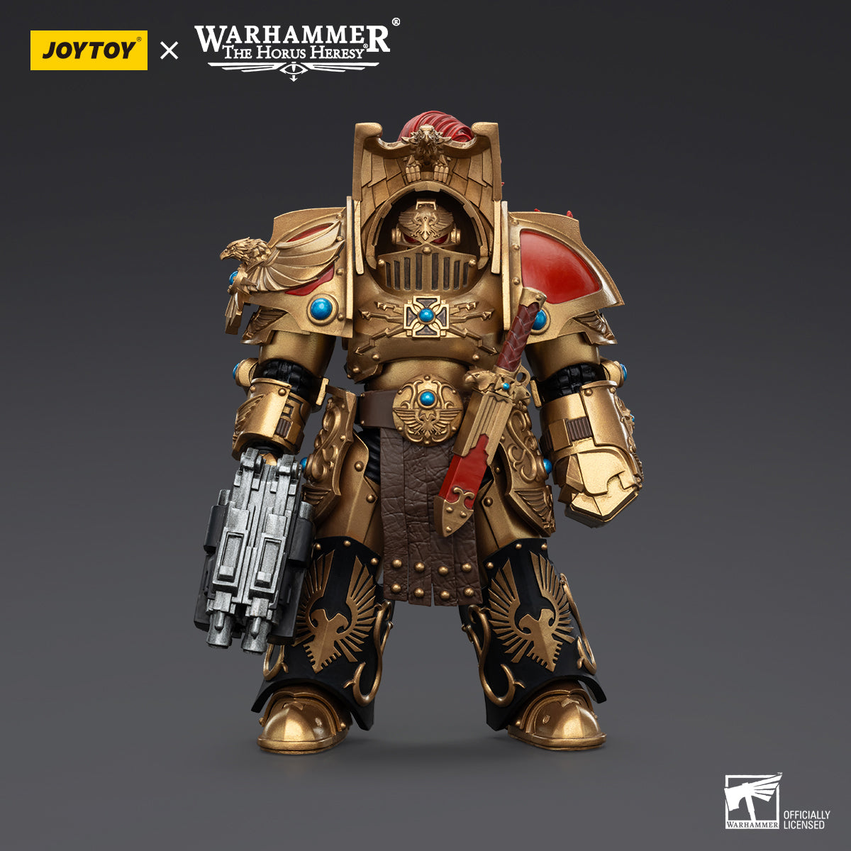 JOYTOY Action Figure Strife Mecha Action Figure Legio Custodes Aquilon Terminator Squad Aquilon with Lastrum Storm Bolter