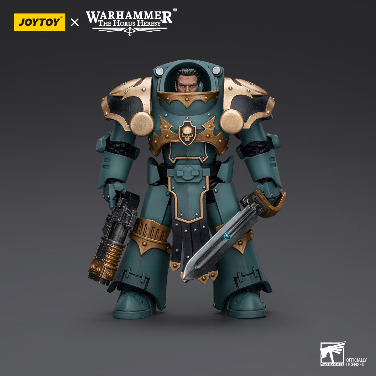 JOYTOY Action Figure 1/18 Sons Of Horus Tartaros Terminator Squad Sergeant With Volkite Charger And Power Sword Model Birthday Gifts