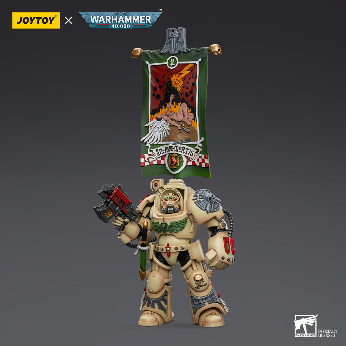 JOYTOY Action Figure 1/18 Dark Angels Deathwing Ancient with Company Banner Model Birthday Gifts
