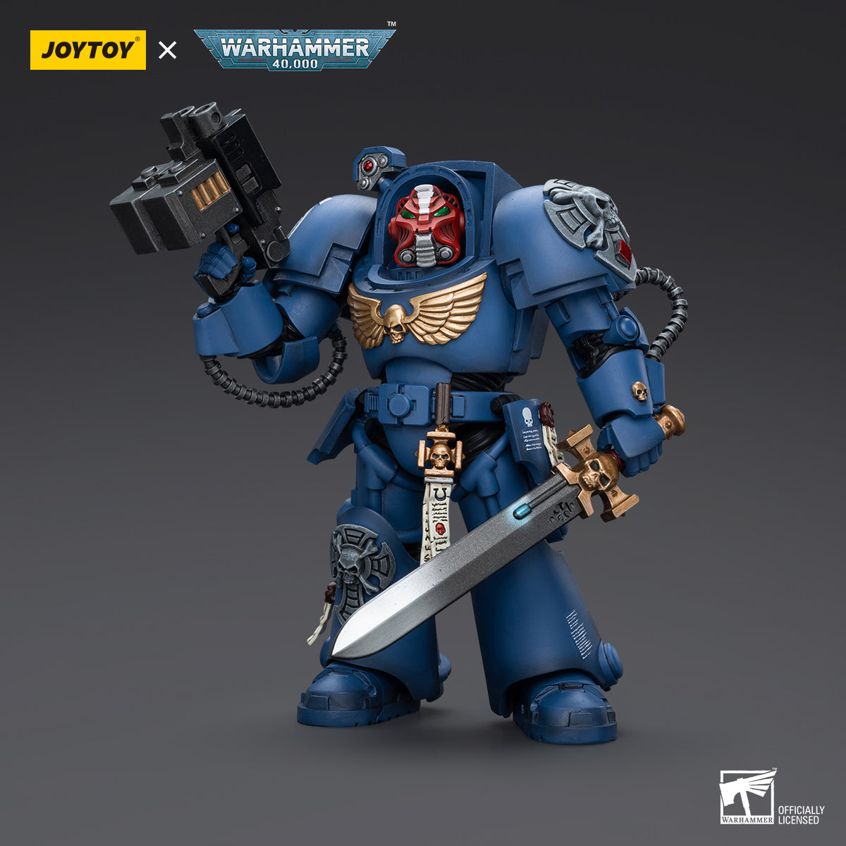 JOYTOY Action Figure 1/18 Ultramarines Terminator Squad Sergeant with Power Sword and Teleport Homer Model Birthday Gifts