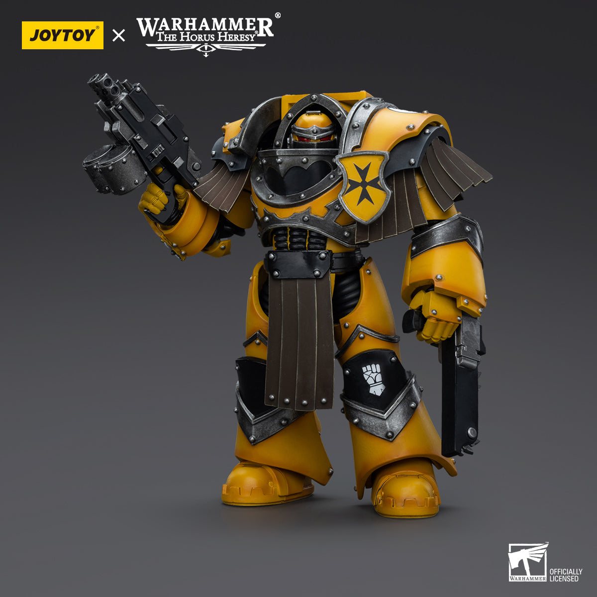 JOYTOY Action Figure 1/18 Imperial Fists Legion Cataphractii Terminator Squad Legion Cataphractii with Chainfist Model Birthday Gifts