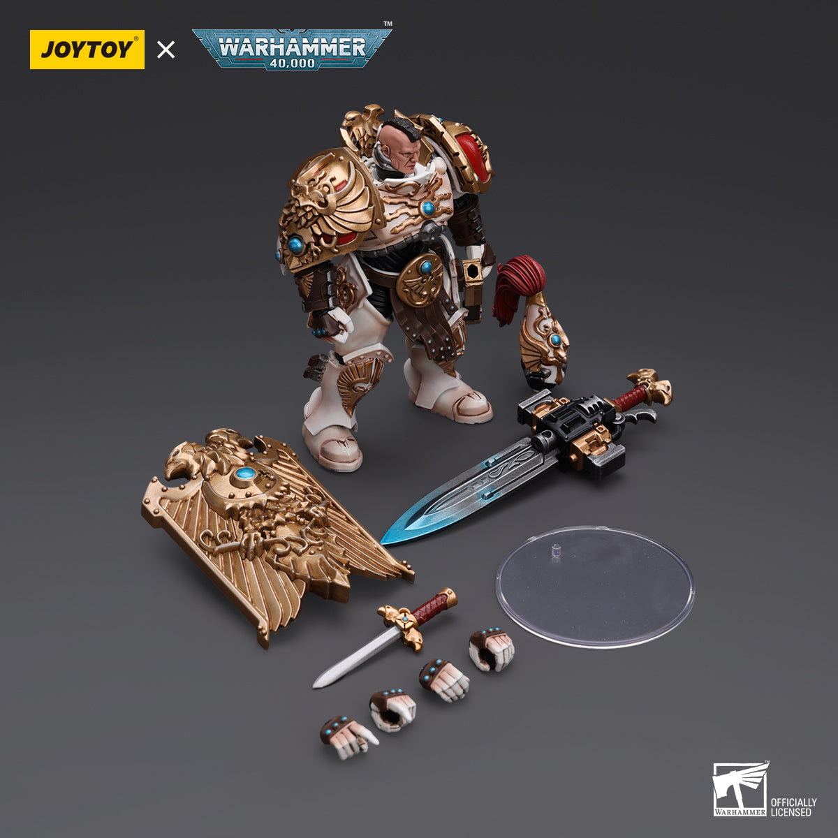 JOYTOY Action Figure 1/18 Adeptus Custodes Solar Watch Custodian Guard with Sentinel Blade and Praesidium Shield Model Birthday Gifts