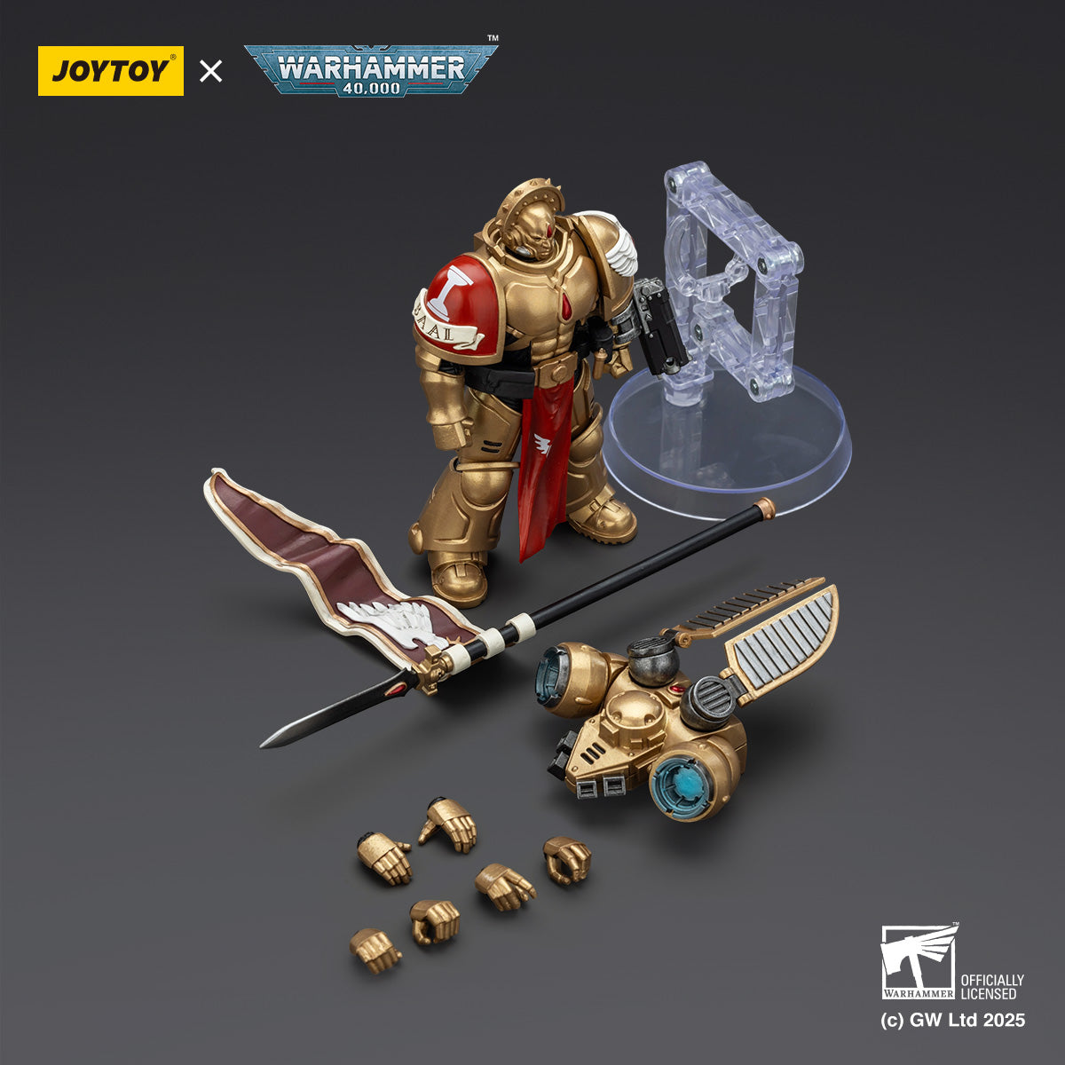 JOYTOY Warhammer 40k 1/18 Action Figure Blood Angels Sanguinary Guard 3 with Angelus Boltgun and Encarmine Spear & Ultramarines Primaris Lieutenant Argaranthe