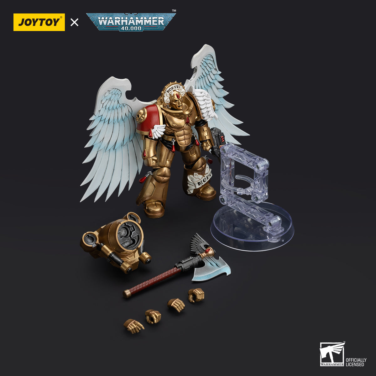 JOYTOY Action Figure 1/18 Blood Angels Sanguinary Guard with Encarmine Axe and Inferno Pistol Model Birthday Gifts