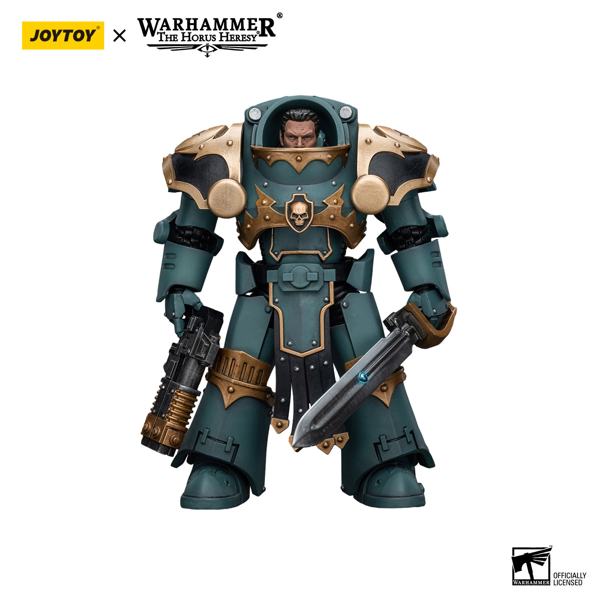 JOYTOY Action Figure 1/18 Sons Of Horus Tartaros Terminator Squad Sergeant With Volkite Charger And Power Sword Model Birthday Gifts