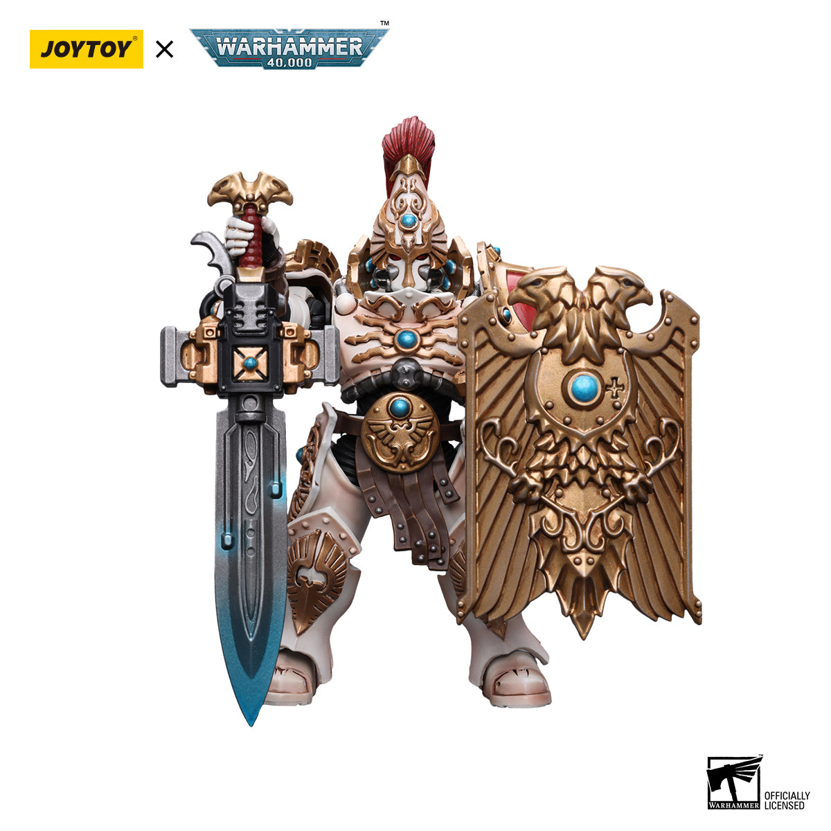 JOYTOY Action Figure 1/18 Adeptus Custodes Solar Watch Custodian Guard with Sentinel Blade and Praesidium Shield Model Birthday Gifts