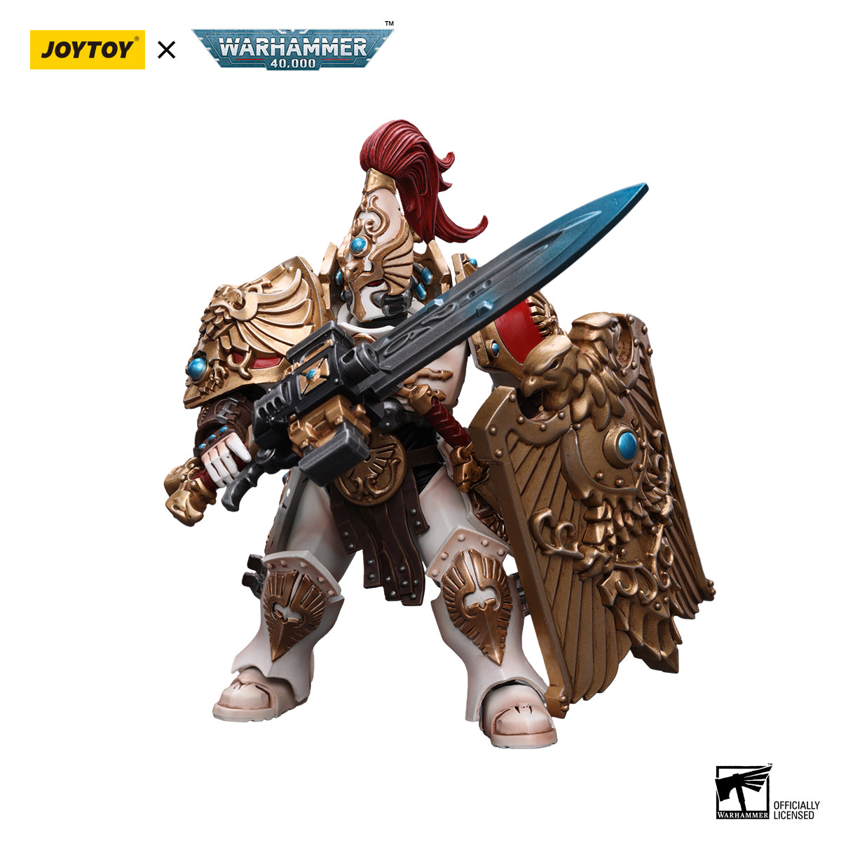 JOYTOY Action Figure 1/18 Adeptus Custodes Solar Watch Custodian Guard with Sentinel Blade and Praesidium Shield Model Birthday Gifts