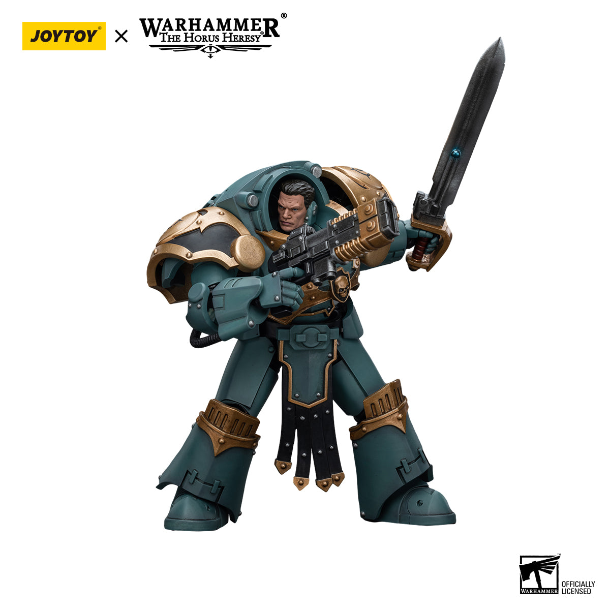 JOYTOY Action Figure 1/18 Sons Of Horus Tartaros Terminator Squad Sergeant With Volkite Charger And Power Sword Model Birthday Gifts