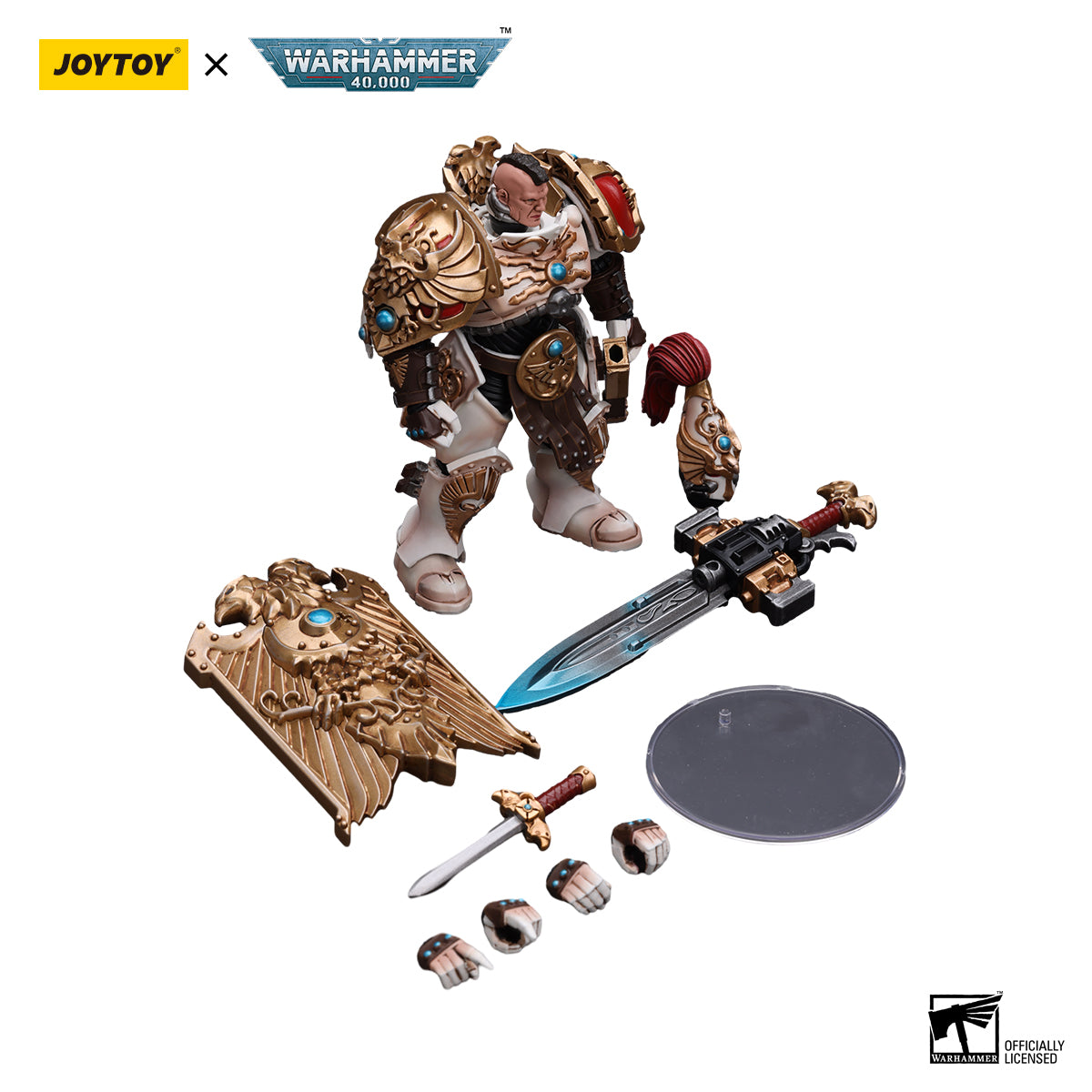 JOYTOY Action Figure 1/18 Adeptus Custodes Solar Watch Custodian Guard with Sentinel Blade and Praesidium Shield Model Birthday Gifts