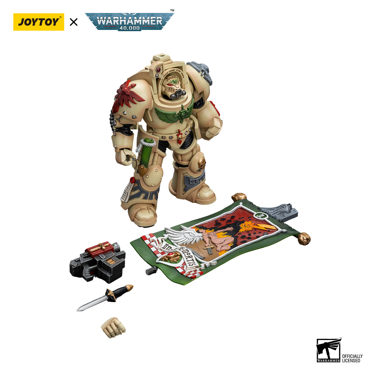 JOYTOY Action Figure 1/18 Dark Angels Deathwing Ancient with Company Banner Model Birthday Gifts