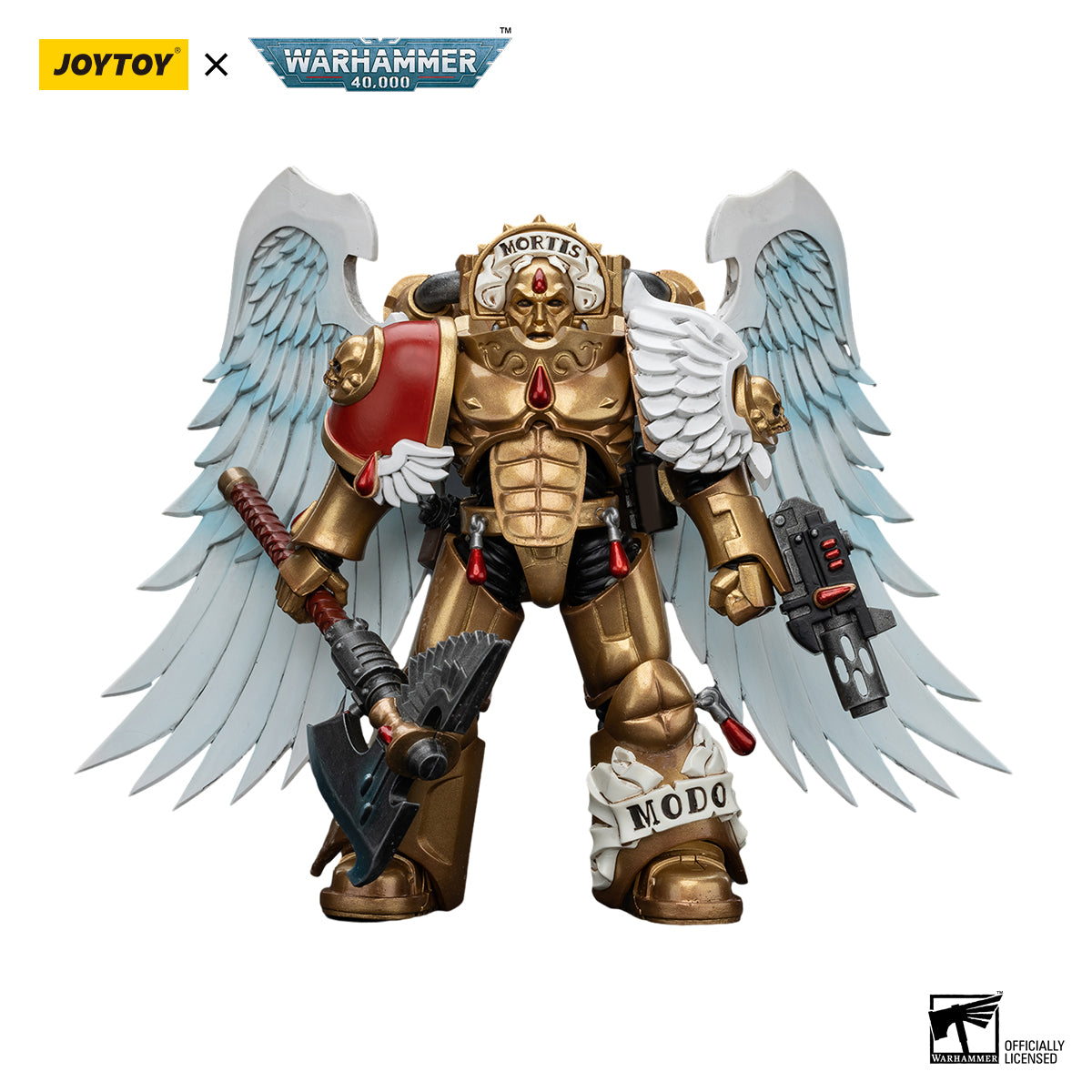 JOYTOY Action Figure 1/18 Blood Angels Sanguinary Guard with Encarmine Axe and Inferno Pistol Model Birthday Gifts