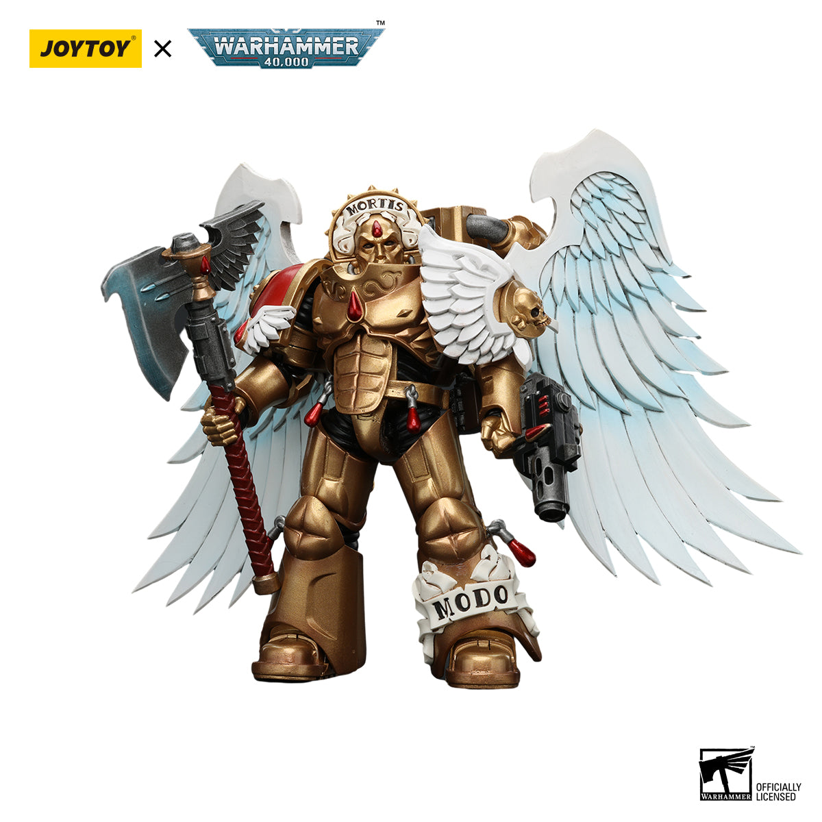 JOYTOY Action Figure 1/18 Blood Angels Sanguinary Guard with Encarmine Axe and Inferno Pistol Model Birthday Gifts