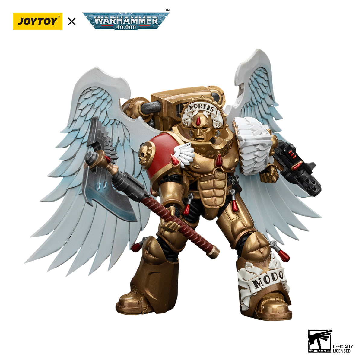 JOYTOY Action Figure 1/18 Blood Angels Sanguinary Guard with Encarmine Axe and Inferno Pistol Model Birthday Gifts