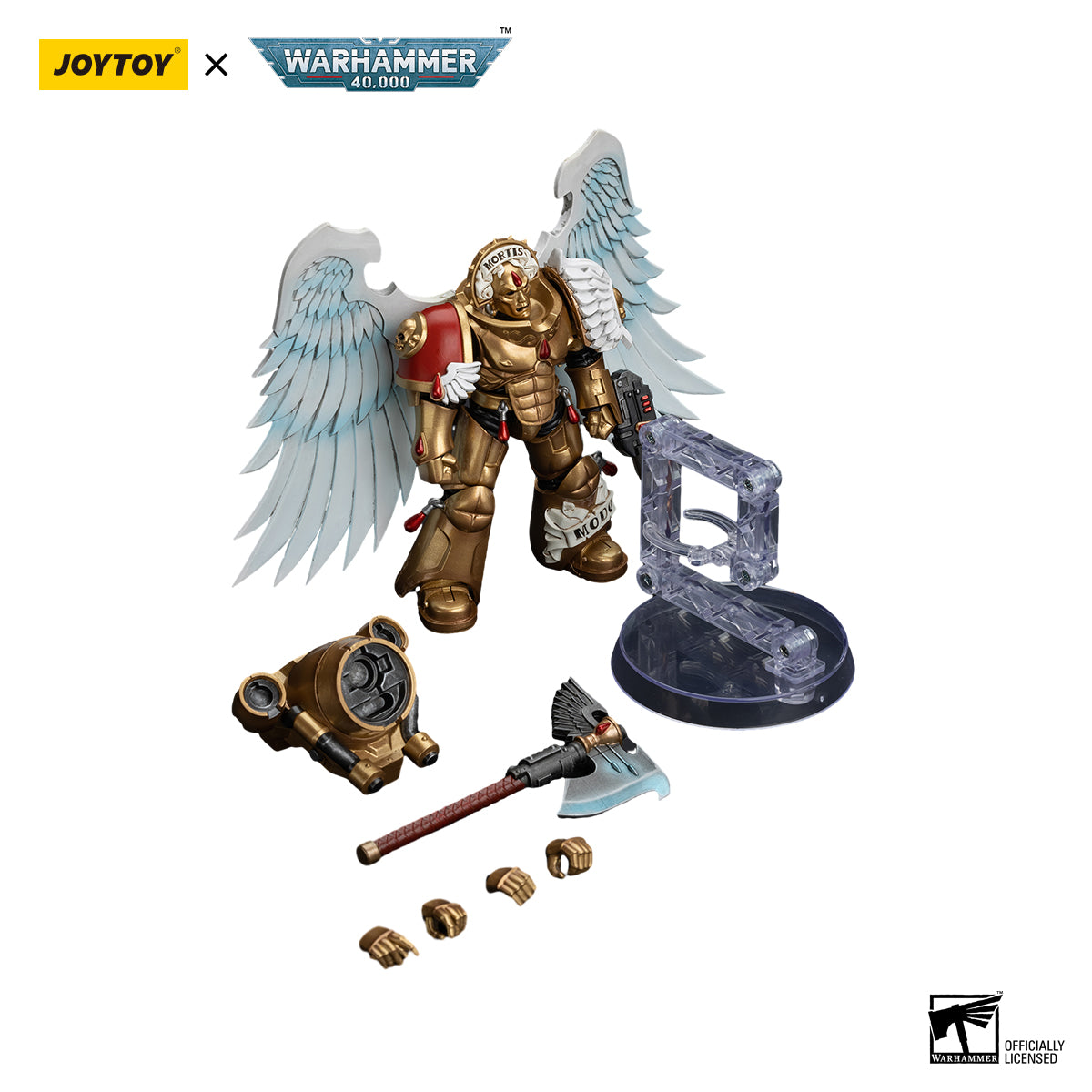 JOYTOY Action Figure 1/18 Blood Angels Sanguinary Guard with Encarmine Axe and Inferno Pistol Model Birthday Gifts