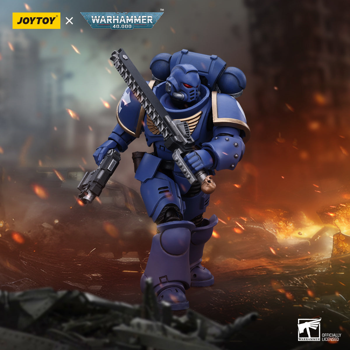 JOYTOY Warhammer 40K 1/18 Action Figure Space Marines Ultramarines Outriders Brother Catonus JT2825