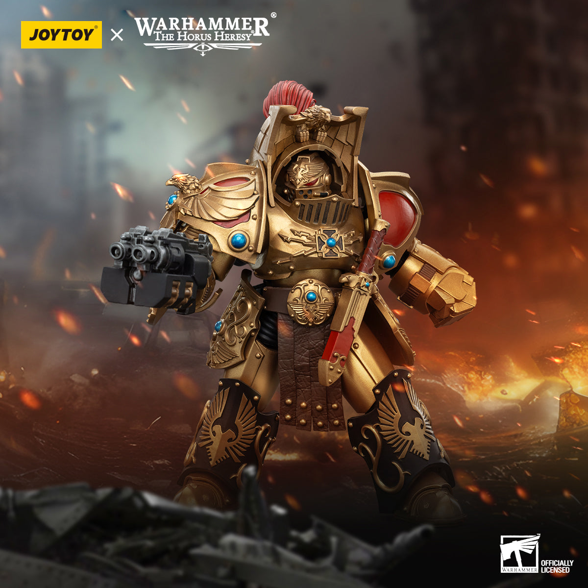 JOYTOY Action Figure Strife Mecha Action Figure Legio Custodes Aquilon Terminator Squad Aquilon with Lastrum Storm Bolter