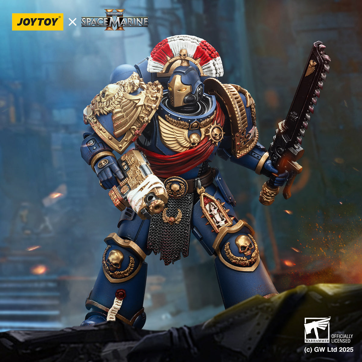 JOYTOY Warhammer 40k 1/18 Action Figure Ultramarines Relic Secundus Armour with Artificer bolt rifle, chainsword and bolt pistol JT01536