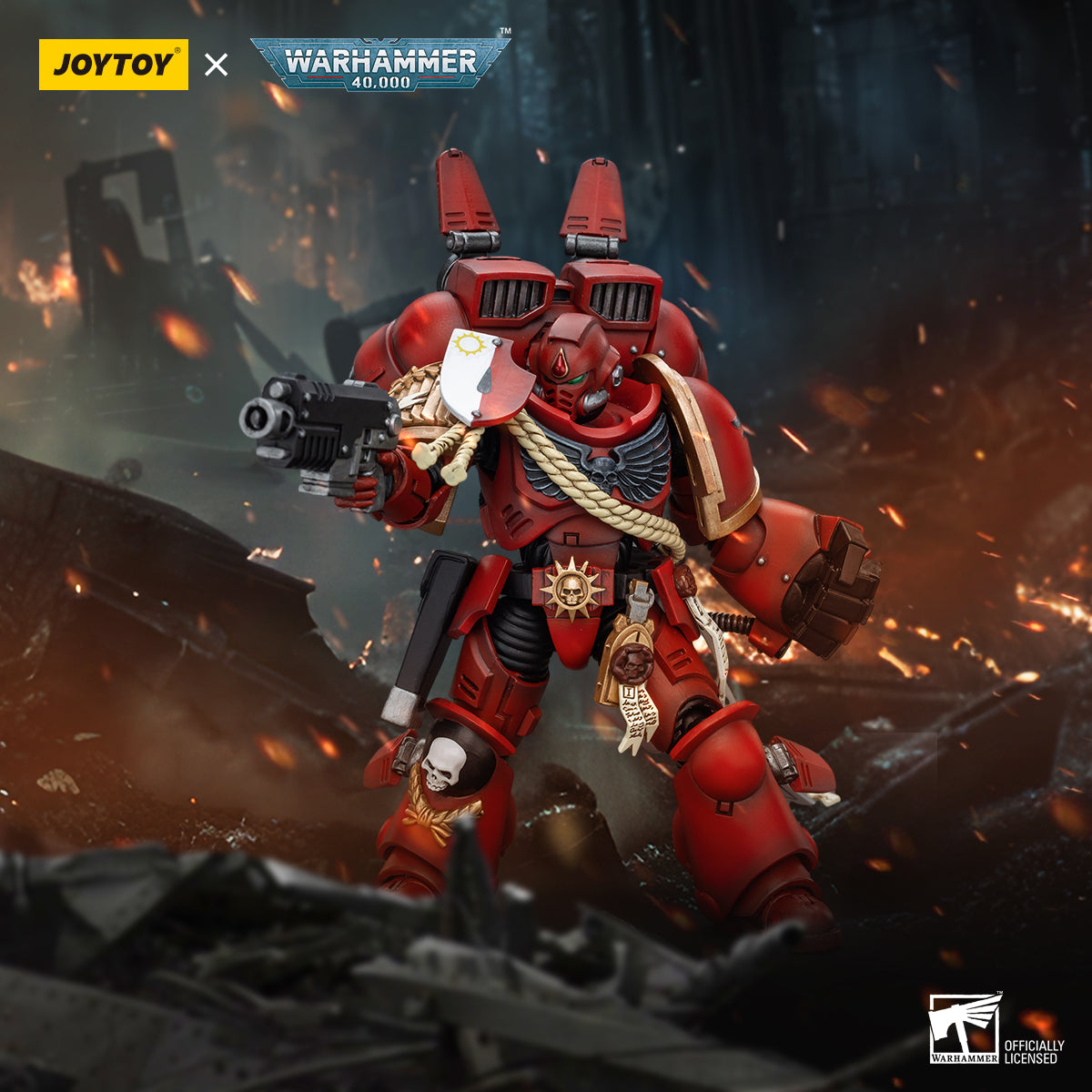 JOYTOY Warhammer 40K 1/18 Action Figure Blood Angels Captain With Jump Pack JT4997