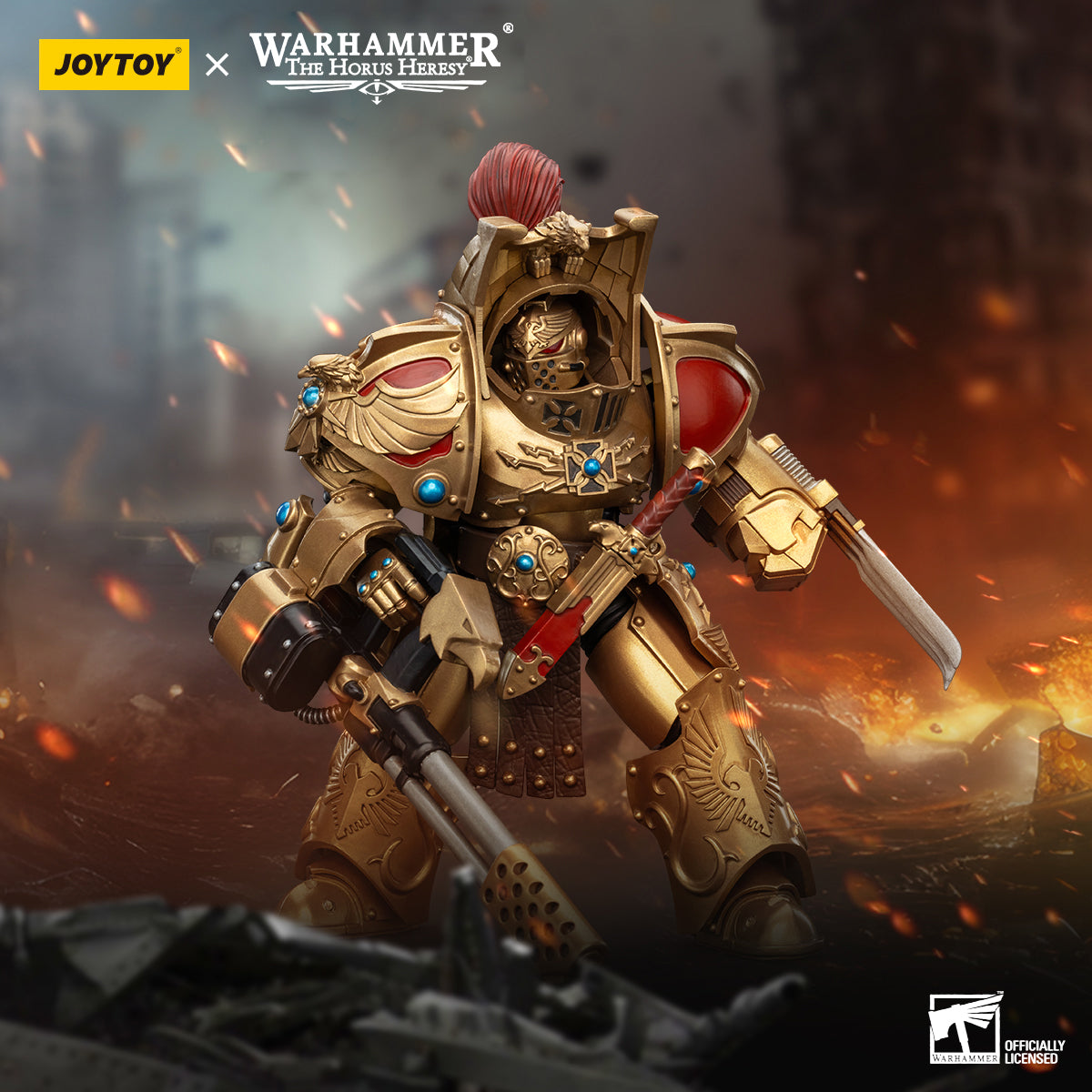 JOYTOY Warhammer "The Horus Heresy" Action Figure 1/18 Legio Custodes Aquilon Terminator Squad Aquilon with Infernus Firepike Assault Anime Military Model Toys JT00768