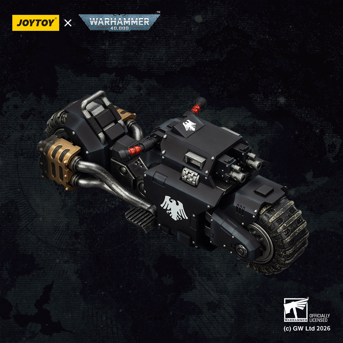 JOYTOY Raven Guard Action Figure 1/18 Raven Guard Raider-pattern Combat Bike with twin-linked bolt rifles Anime model JT03776 toys