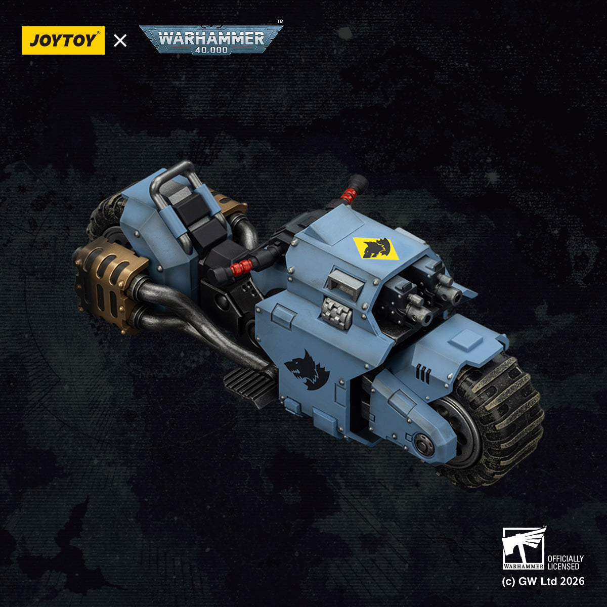 JOYTOY Space Wolves Action Figure 1/18 Space Wolves Raider-pattern Combat Bike with twin-linked bolt rifles Anime model toys Anime model toys JT03769