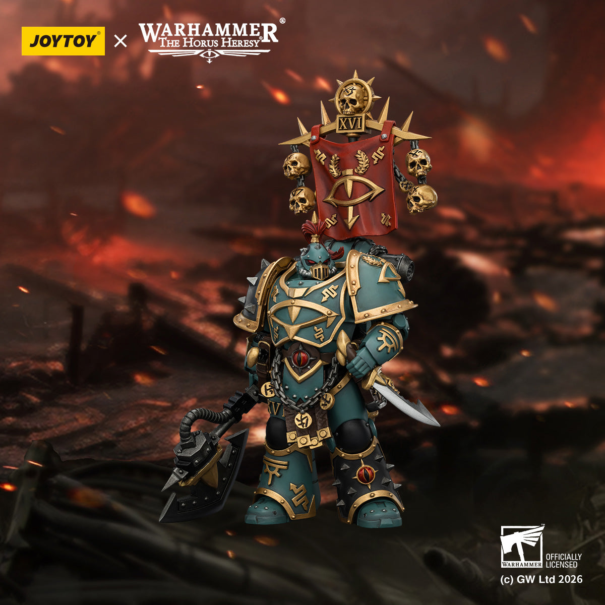 JOYTOY Warhammer Action Figure Sons of Horus Vheren Ashurhaddon Master of the True Sons, with the Axe Serpentis Collection Model Birthday Gifts