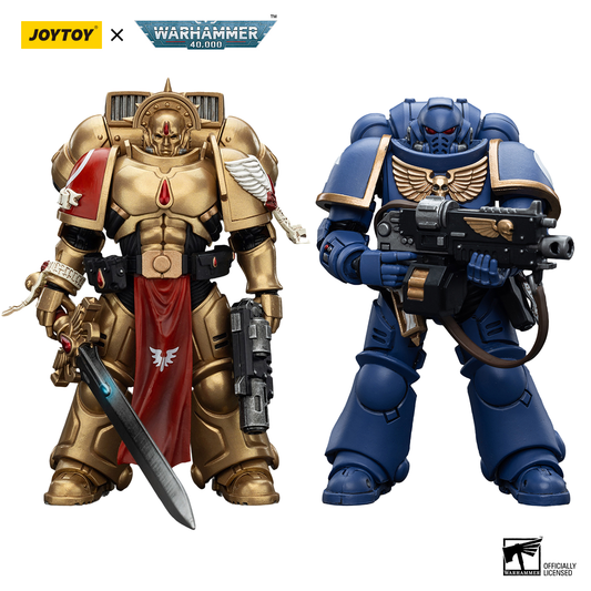 JOYTOY  Warhammer  40k  1/18  Action Figure Blood Angels Sanguinary Guard 1 with Inferno Pistol and Encarmine Blade & Ultramarines Intercessors