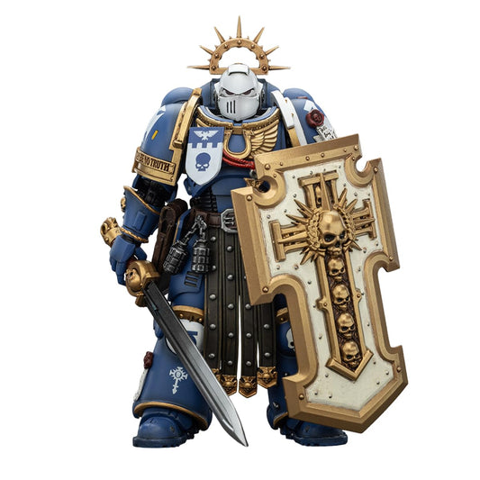 JOYTOY Warhammer 40,000 1/18 Action Figure Ultramarines Torvald with Power Sword, Stormshield and Bolt Pistol Collection Model Birthday Gifts