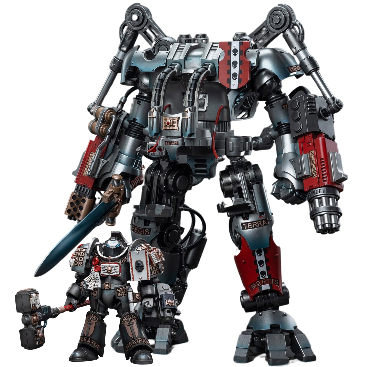 JOYTOY Action Figure 1/18 Mecha Grey Knights Nemesis Dreadknight Mech Including Figure Vibova 2PCS Collection Model Christmas Birthday Gift