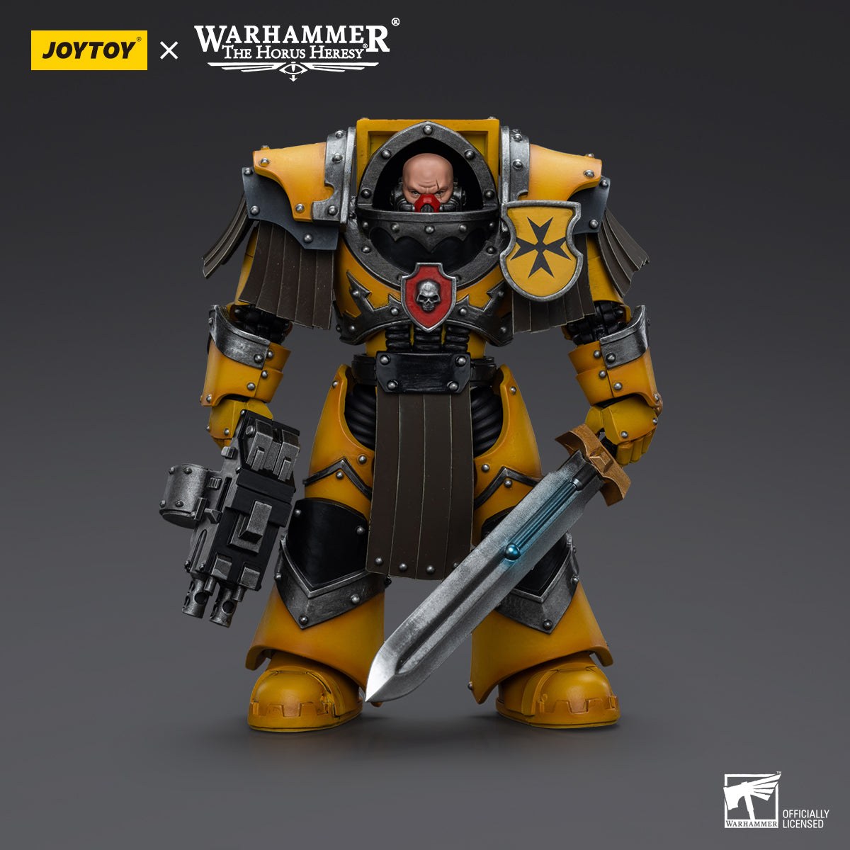 JOYTOY Action Figure 1/18 Imperial Fists Legion Cataphractii Terminator Squad Legion Cataphractii Sergeant with Power Sword Model Birthday Gifts