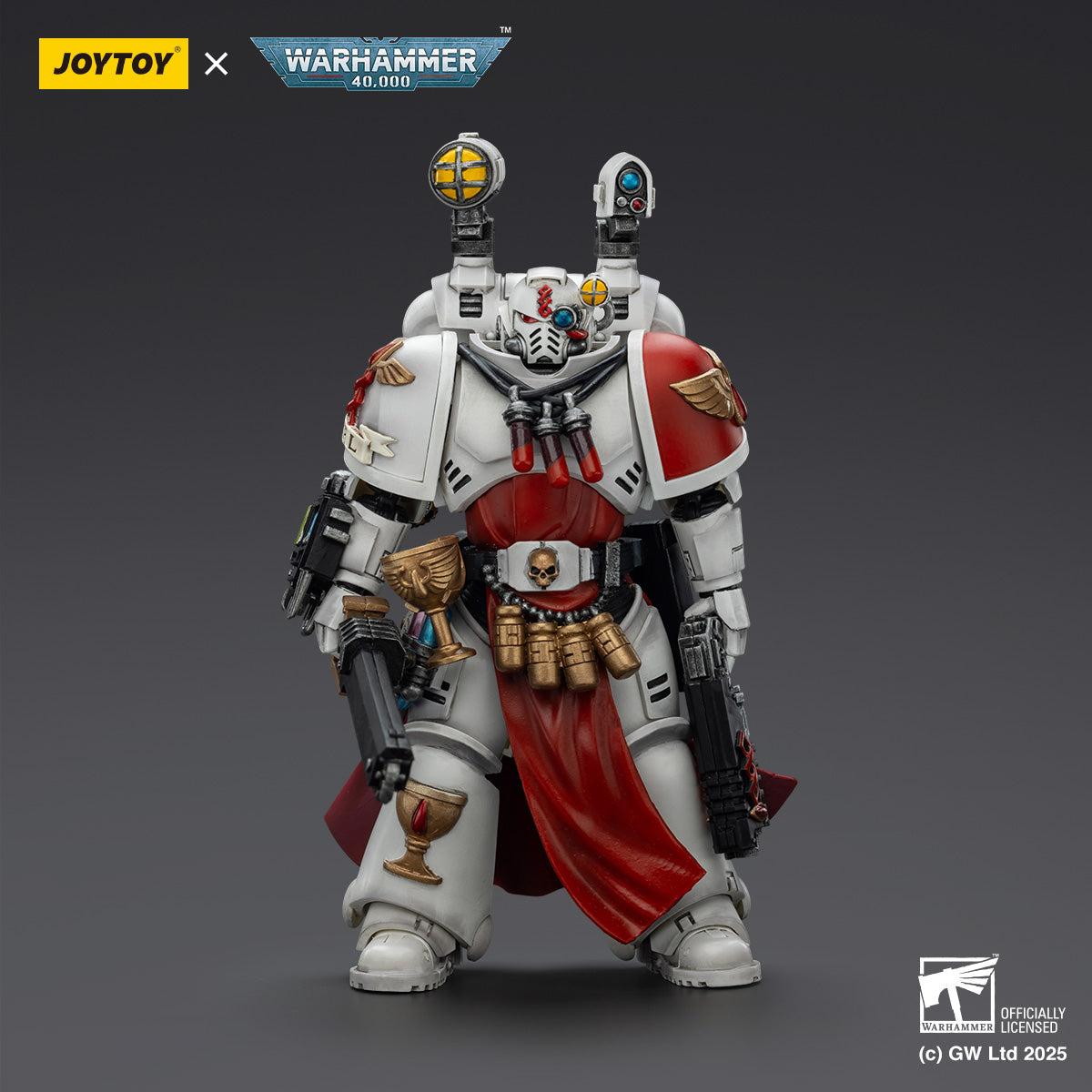 JOYTOY  Warhammer  40k  1/18  Action Figure Blood Angels Sanguinary Priest with Heavy bolt pistol, chainsword and narthecium & Ultramarines Sternguard Veteran with Auto Bolt Rifle