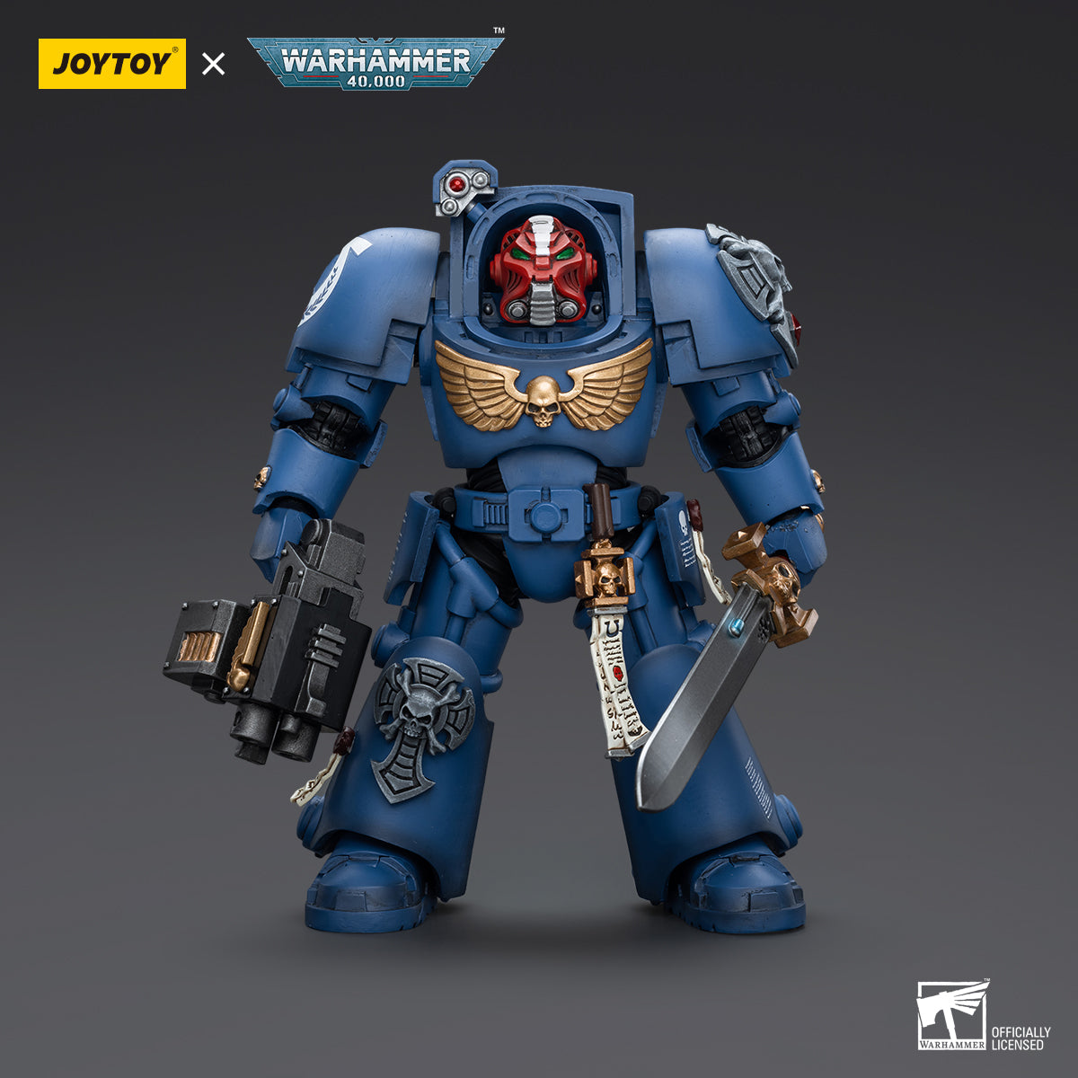JOYTOY Action Figure 1/18 Ultramarines Terminator Squad Sergeant with Power Sword and Teleport Homer Model Birthday Gifts 