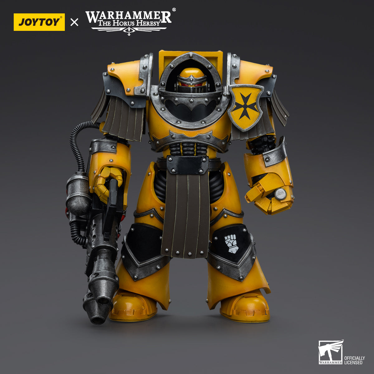 JOYTOY Action Figure 1/18 Imperial Fists Legion Cataphractii Terminator Squad Legion Cataphractii with Heavy Flamer Model Birthday Gifts 