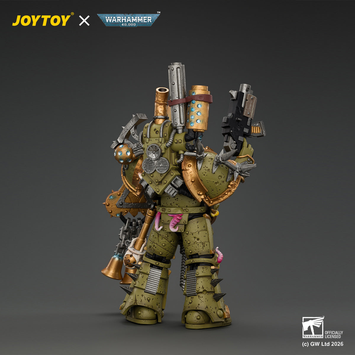 JOYTOY 1/18 Warhammer 40K Action Figure  Death Guard Plague Marine 1 with Boltgun and Icon of Despair