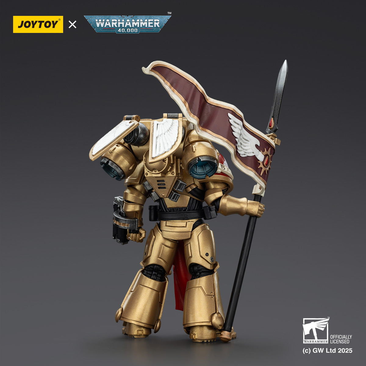 JOYTOY  Warhammer  40k  1/18  Action Figure Blood Angels Sanguinary Guard 3 with Angelus Boltgun and Encarmine Spear & Ultramarines Primaris Lieutenant Argaranthe