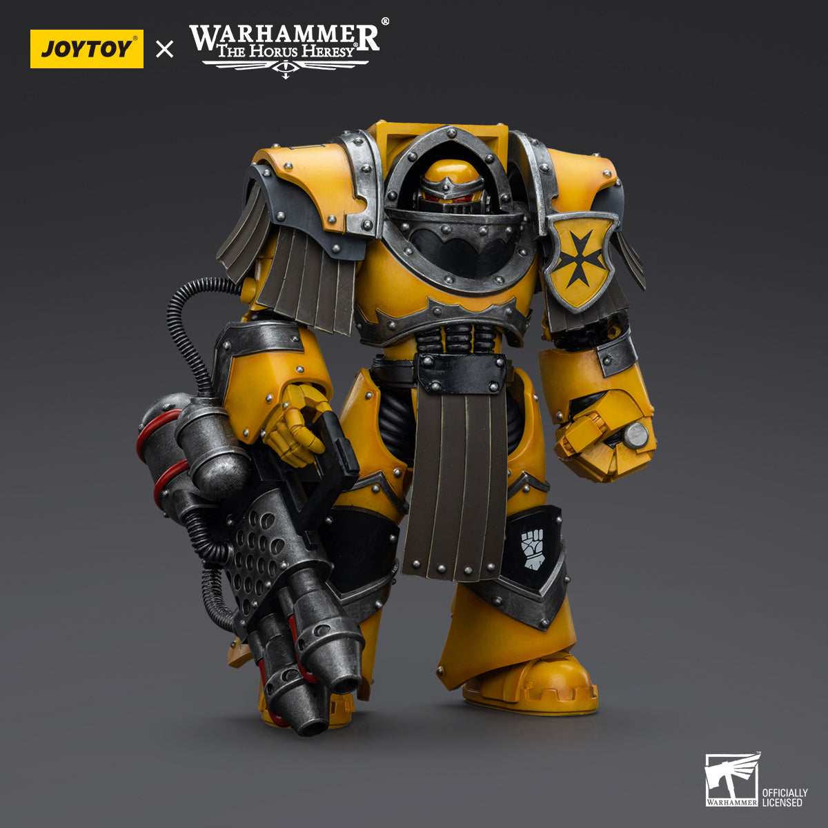 JOYTOY Action Figure 1/18 Imperial Fists Legion Cataphractii Terminator Squad Legion Cataphractii with Heavy Flamer Model Birthday Gifts 